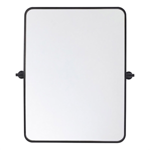 Elegant Decor Everly 32x24&quot Soft Corner Rectangle Aluminum Mirror in Black