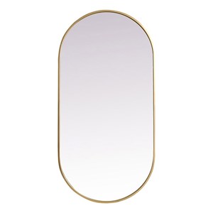 Elegant Decor Asha 24x48&quot Oval Modern Metal Wall-Mounted Mirror in Brass