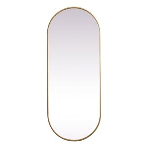 Elegant Decor Asha 24x60&quot Oval Modern Metal Wall-Mounted Mirror in Brass