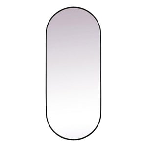 Elegant Decor Asha 30x72&quot Oval Modern Metal Wall-Mounted Mirror in Black