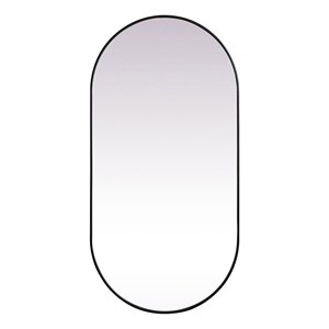 Elegant Decor Asha 36x72&quot Oval Modern Metal Wall-Mounted Mirror in Black