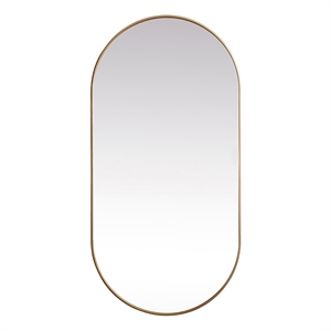 Elegant Decor Asha 36x72&quot Oval Modern Metal Wall-Mounted Mirror in Brass