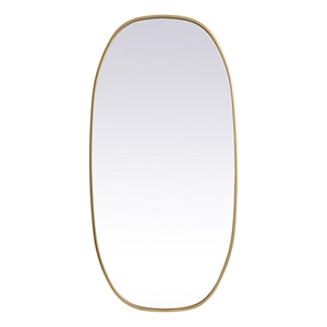 Elegant Decor Brynn 24x48&quot Oval Modern Metal Wall-Mounted Mirror in Brass