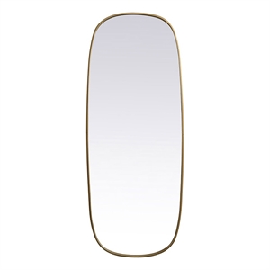 Elegant Decor Brynn 24x60&quot Oval Modern Metal Wall-Mounted Mirror in Brass