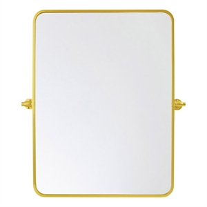 Elegant Decor Everly 32x24&quot Soft Corner Rectangle Aluminum Mirror in Gold