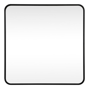 Elegant Decor Evermore 30x30&quot Soft Corner Square Metal Mirror in Black