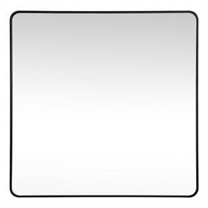 Elegant Decor Evermore 48&quot x 48&quot Soft Corner Square Metal Mirror in Black