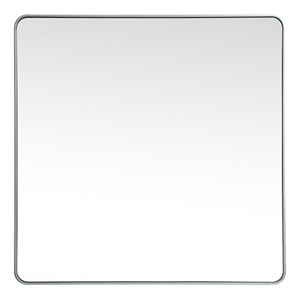 Elegant Decor Evermore 48&quot x 48&quot Soft Corner Square Metal Mirror in Silver