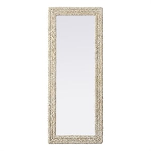 Elegant Decor Rectangle Cornhusk Mirror 24X60&quot Linen White