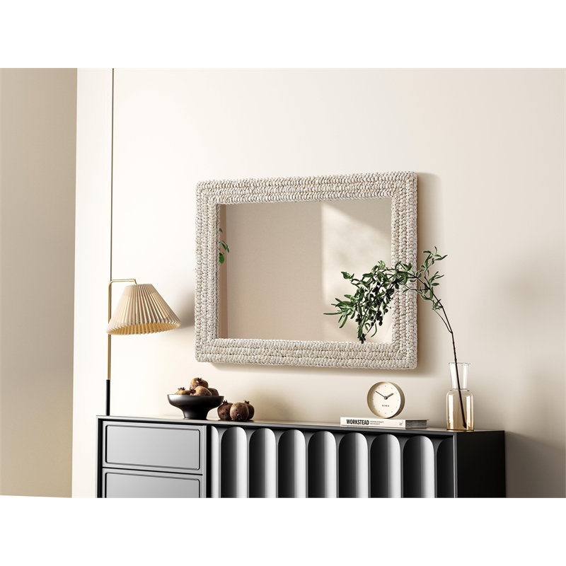 Elegant Decor Rectangle Cornhusk Mirror 27X36