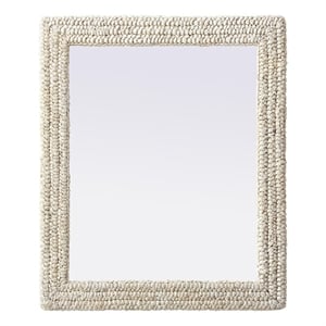 Elegant Decor Rectangle Cornhusk Mirror 30X36&quot Linen White