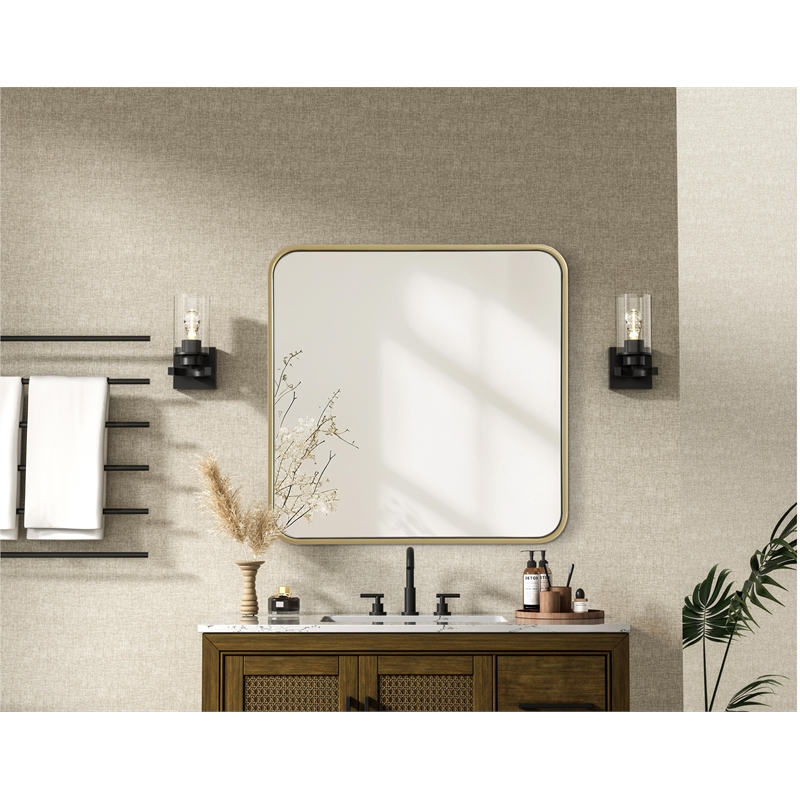 Elegant Decor Contour Metal Square Mirror 24X24