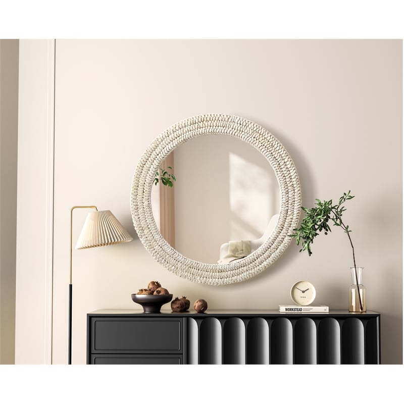 Elegant Decor Round Cornhusk Mirror 30X30