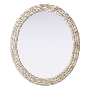 Elegant Decor Oval Cornhusk Mirror 36X42&quot Linen White