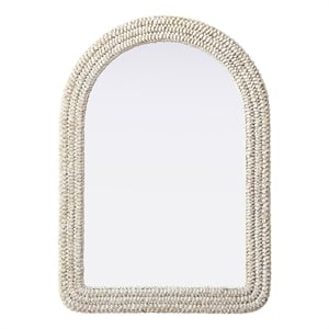 Elegant Decor Arch Cornhusk Mirror 30X42&quot Linen White
