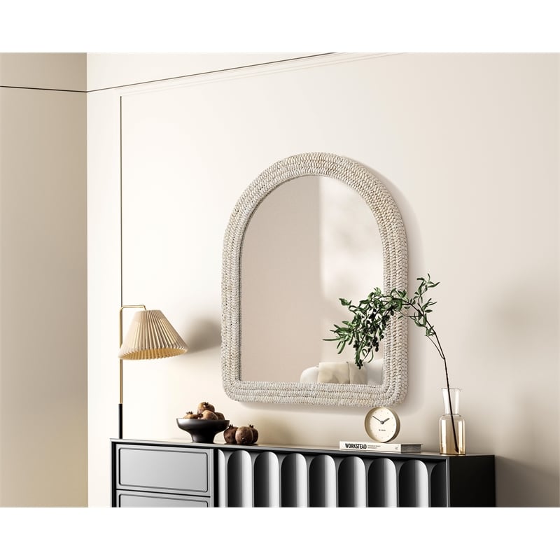 Elegant Decor Arch Cornhusk Mirror 36X42