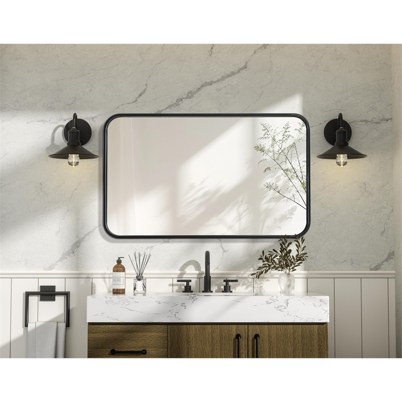 Elegant Decor Contour Metal Rectangle Mirror 18X30