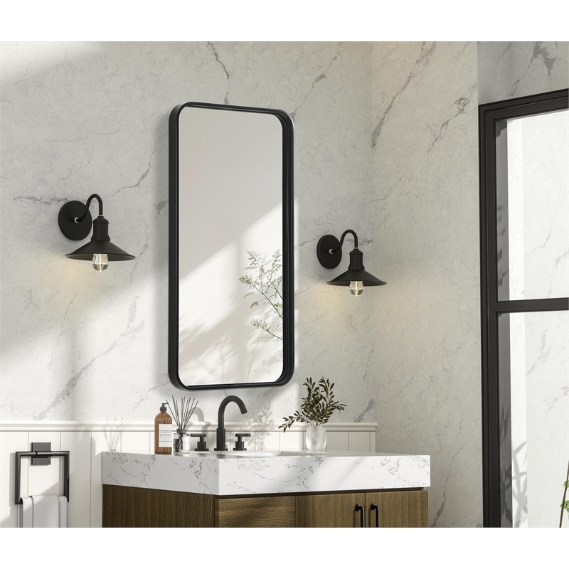 Elegant Decor Contour Metal Rectangle Mirror 18X36