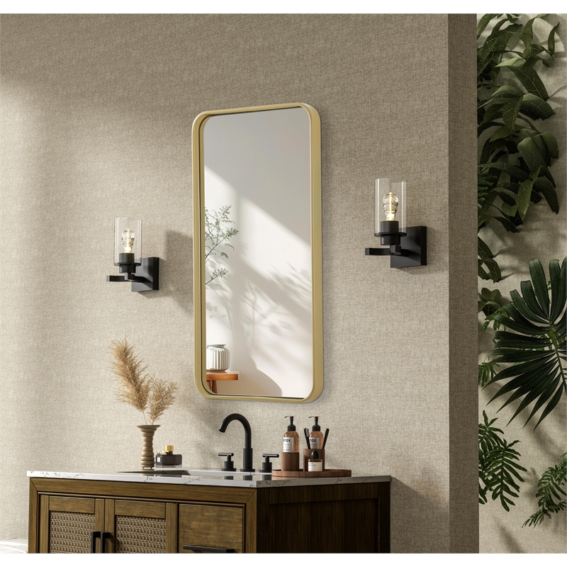 Elegant Decor Contour Metal Rectangle Mirror 18X36