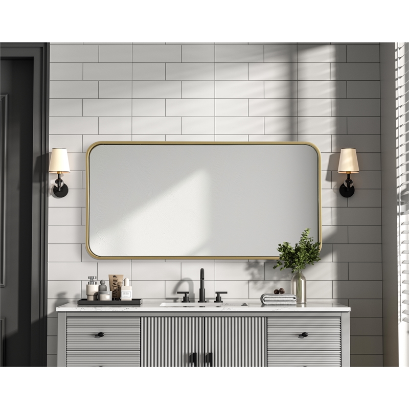 Elegant Decor Contour Metal Rectangle Mirror 18X36