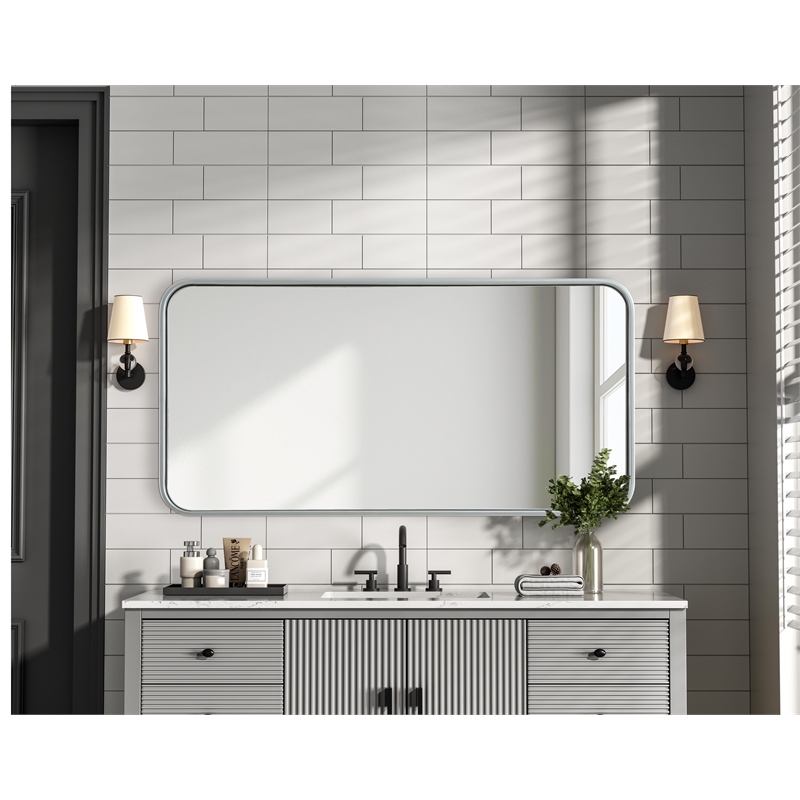 Elegant Decor Contour Metal Rectangle Mirror 18X36