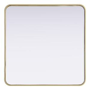 Elegant Decor Contour Metal Square Mirror 30X30&quot Brass