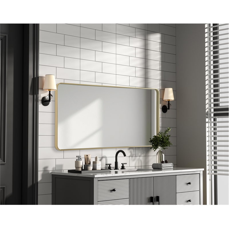 Elegant Decor Contour Metal Rectangle Mirror 30X60