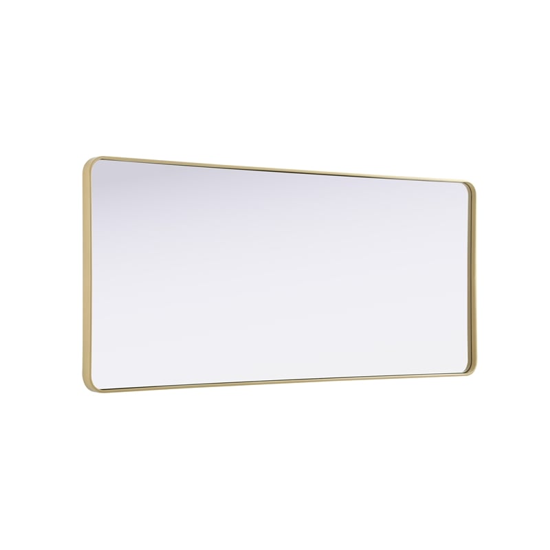 Elegant Decor Contour Metal Rectangle Mirror 32X72 In Brass