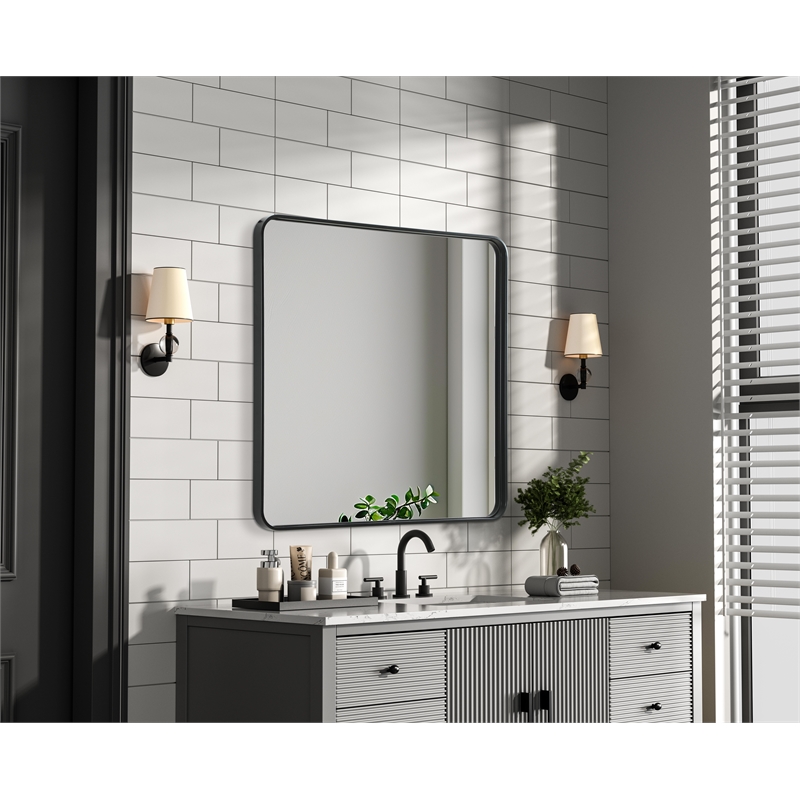 Elegant Decor Contour Metal Rectangle Mirror 36X36
