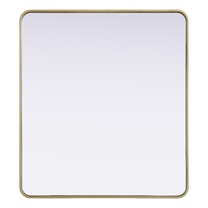 Elegant Decor Contour Metal Rectangle Mirror 36X40&quot Brass