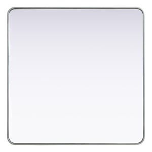 Elegant Decor Contour Metal Square Mirror 42X42 In Silver