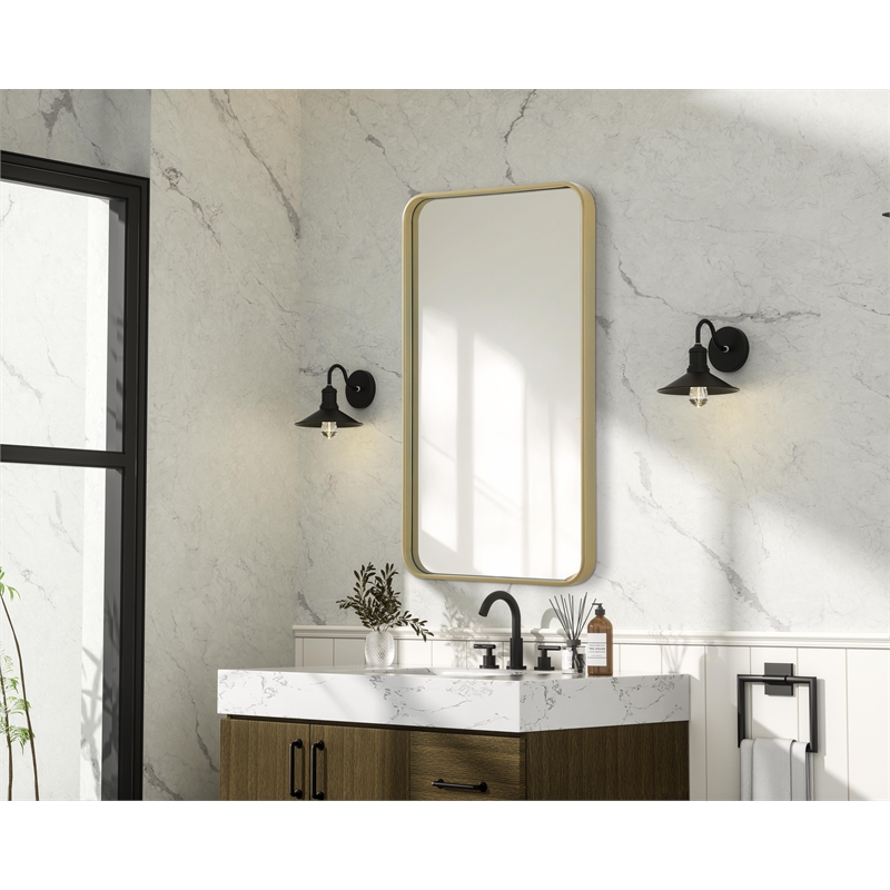 Elegant Decor Contour Metal Rectangle Mirror 20X36
