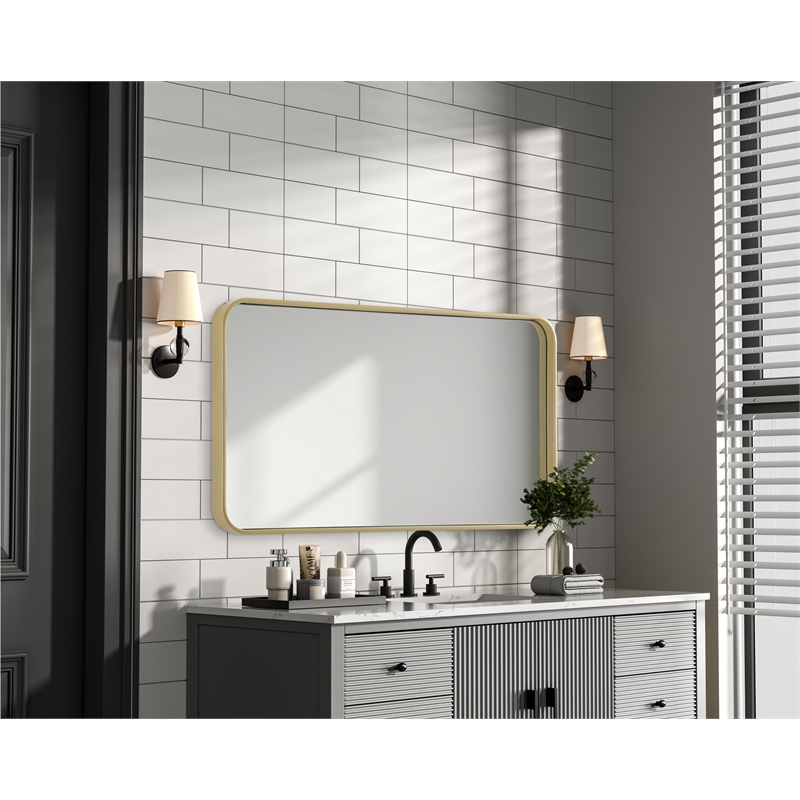 Elegant Decor Contour Metal Rectangle Mirror 20X36