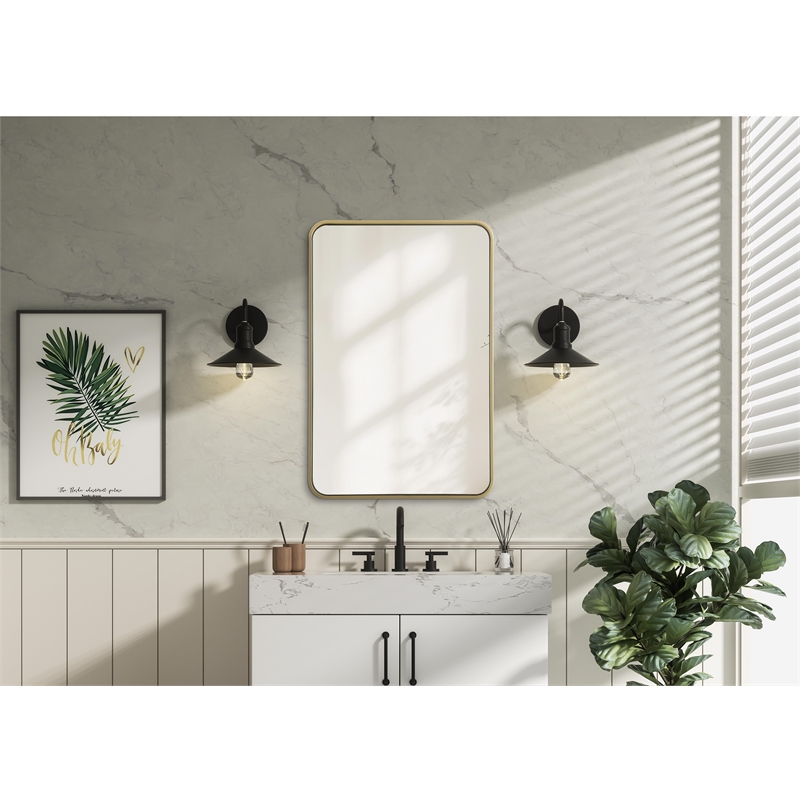 Elegant Decor Contour Metal Rectangle Mirror 24X36