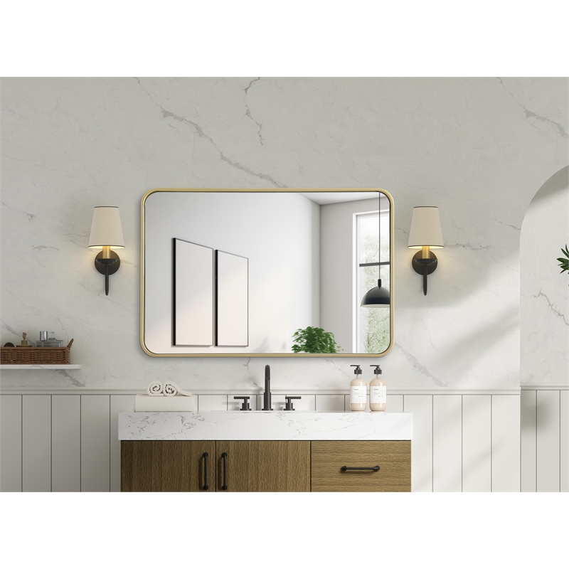 Elegant Decor Contour Metal Rectangle Mirror 24X36