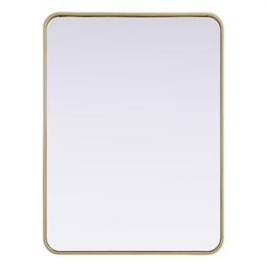 Elegant Decor Contour Metal Rectangle Mirror 27X36&quot Brass