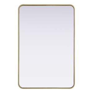 Elegant Decor Contour Metal Rectangle Mirror 27X40&quot Brass