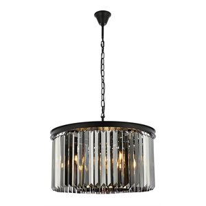 Urban Classic Sydney 8-Light Metal Royal Cut Chandelier in Matte Black Finish