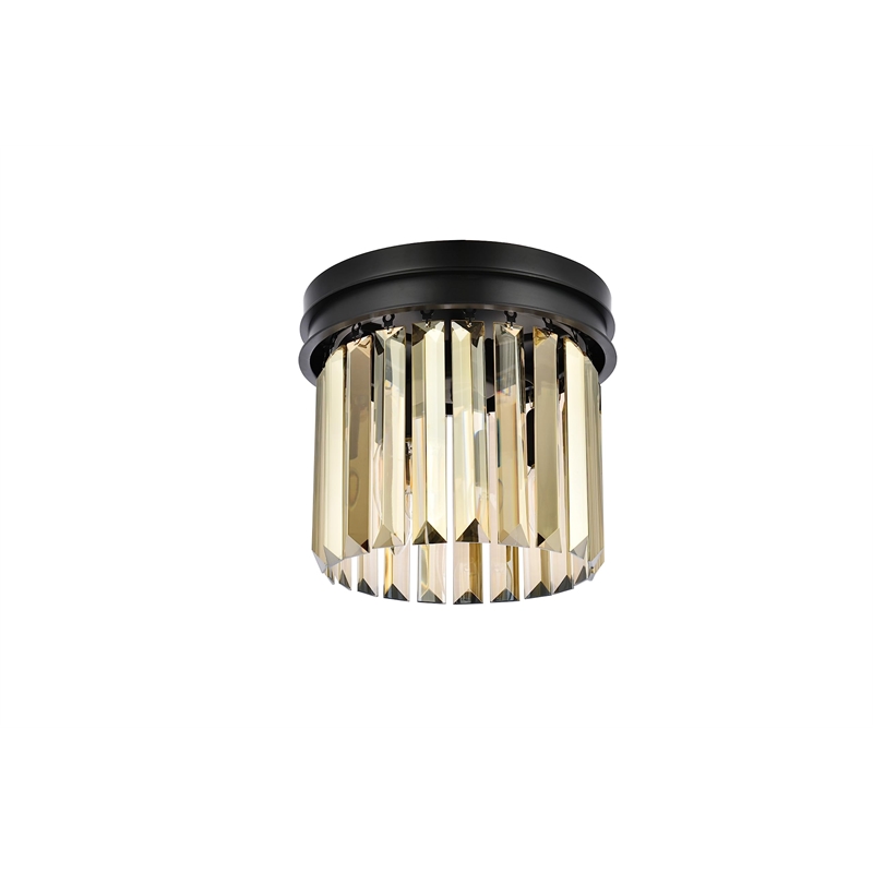 Urban Classic Sydney 3-Light Metal Royal Cut Flush Mount in Black Finish