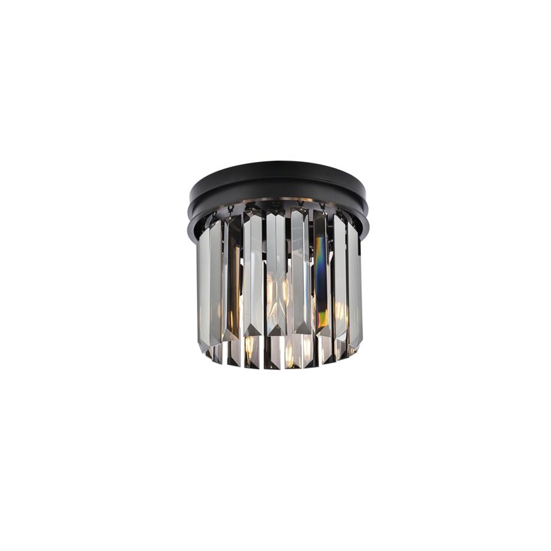 Urban Classic Sydney 3-Light Metal Royal Cut Flush Mount in Matte Black Finish