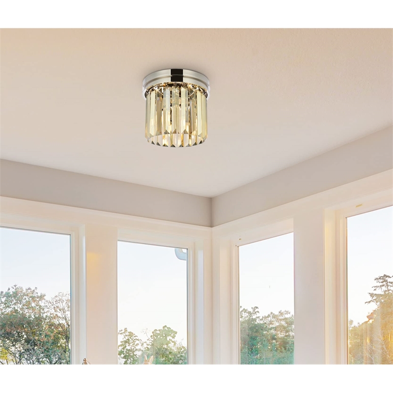 Urban Classic Sydney 3-Light Metal Royal Cut Flush Mount in Nickel Finish