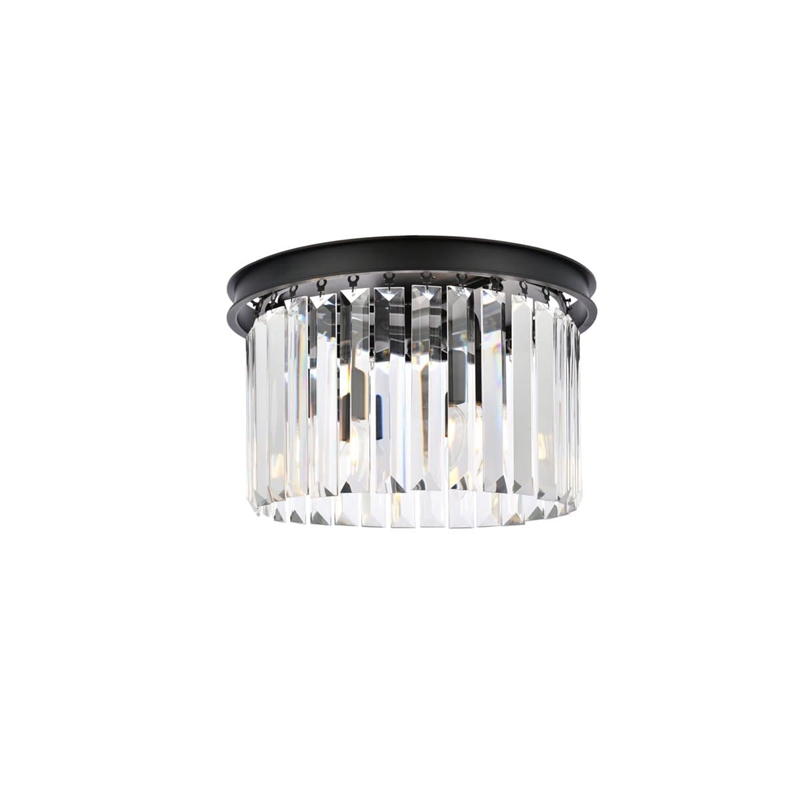 Urban Classic Sydney 3-Light Metal Royal Cut Flush Mount in Matte Black