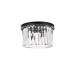 Urban Classic Sydney 3-Light Metal Royal Cut Flush Mount in Matte Black