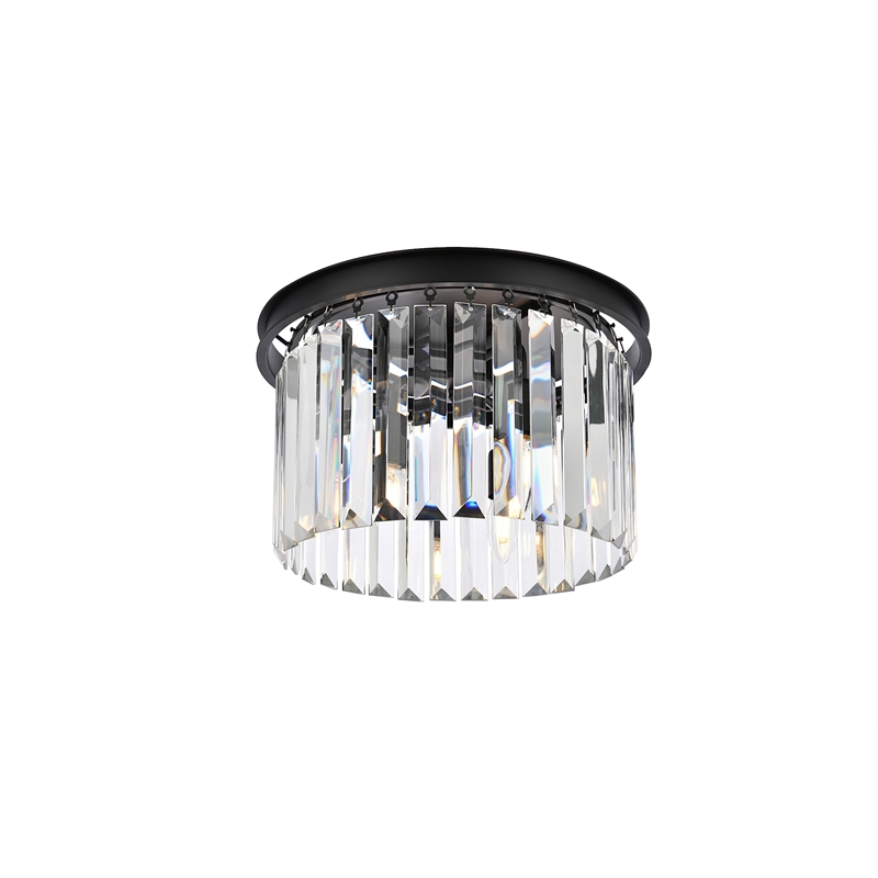 Urban Classic Sydney 3-Light Metal Royal Cut Flush Mount in Matte Black