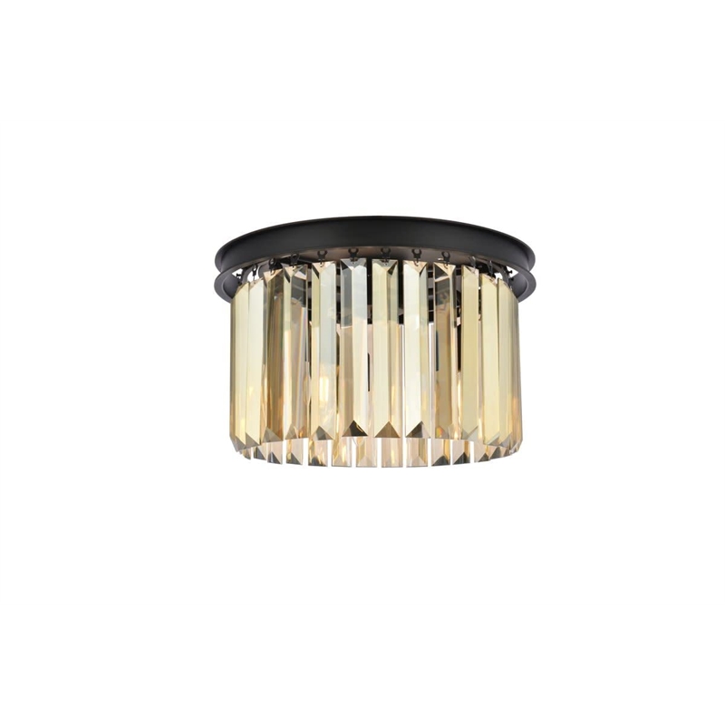 Urban Classic Sydney 3-Light Metal Royal Cut Flush Mount in Matte Black