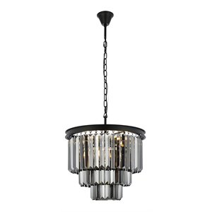 Urban Classic Sydney 9-Light Metal Royal Cut Chandelier - Matte Black Finish
