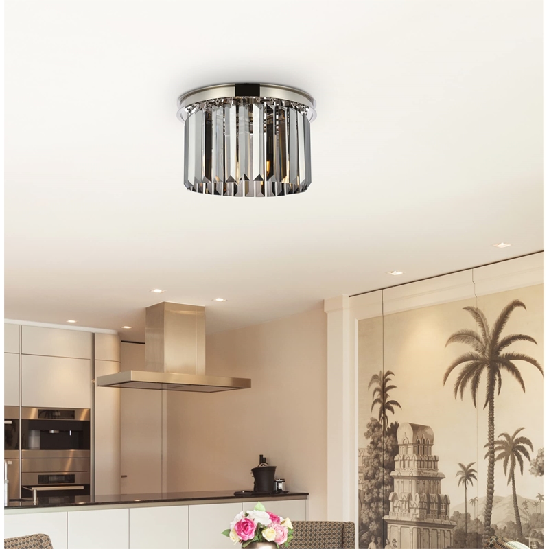 Urban Classic Sydney 3-Light Metal Royal Cut Flush Mount in Black