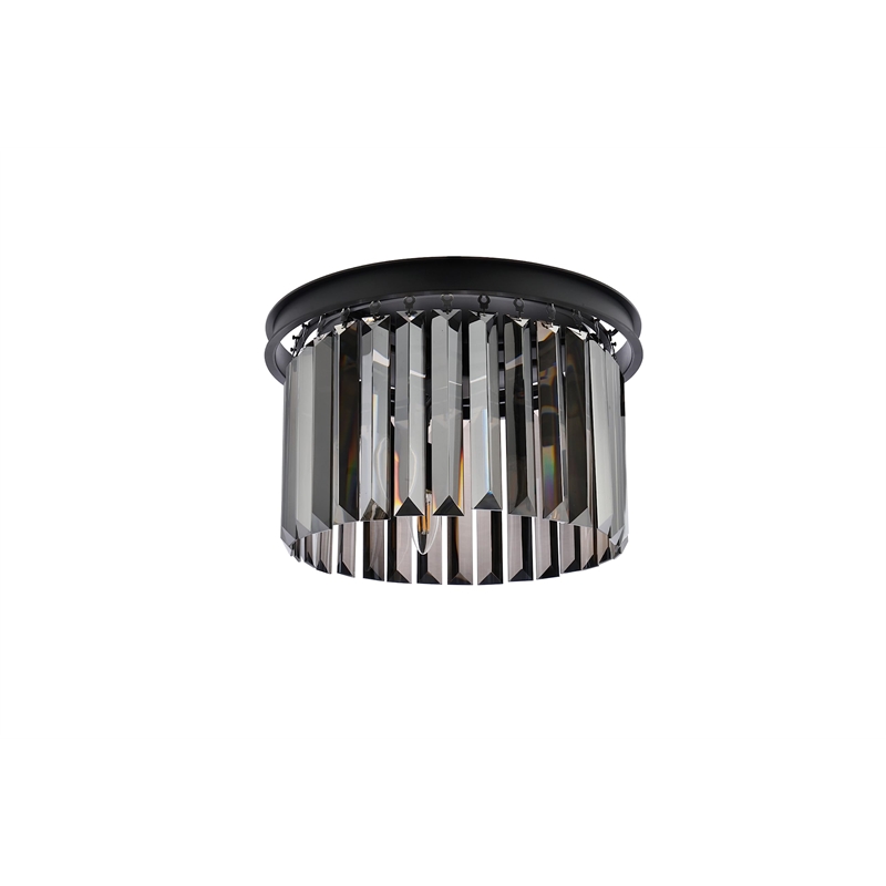 Urban Classic Sydney 3-Light Metal Royal Cut Flush Mount in Black