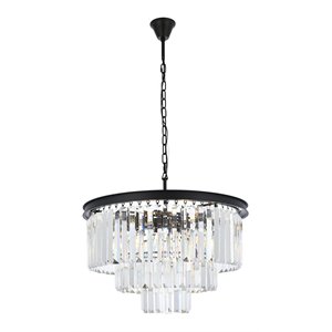 Urban Classic Sydney 9-Light Metal Royal Cut Chandelier in Matte Black