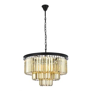 Urban Classic Sydney 9-Light Metal Royal Cut Chandelier in Matte Black